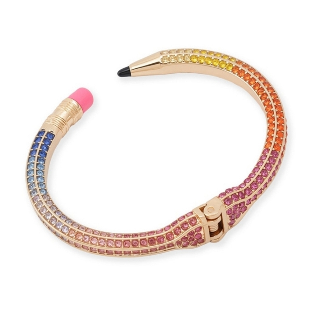 🌈▪️Betsey Johnson▪️ Rainbow Crystal Pencil Multicolor Hinge Rainbow  Bracelet